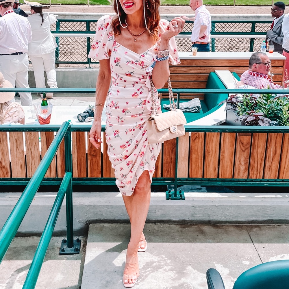 Astr the Label floral rusched puff sleeve dress